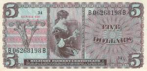 USA MPC Series 661 p.M69 5 Dollar 1968